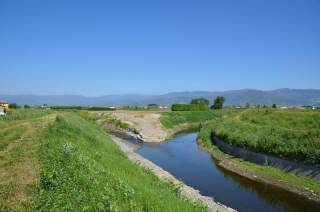 Immagine panoramica della confluenza del Calice con il fiume Ombrone