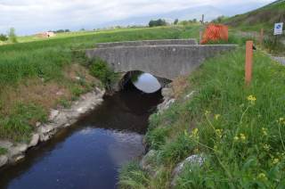 Piccole ponte sopra il torrente Calicino, fotografato dall\'argine sinistro del fiume