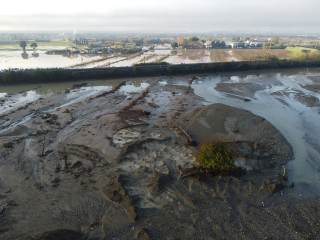 Ripresa dall\'alto dell\'area allagata per la rotta del torrente Bagnolo del 10 novembre